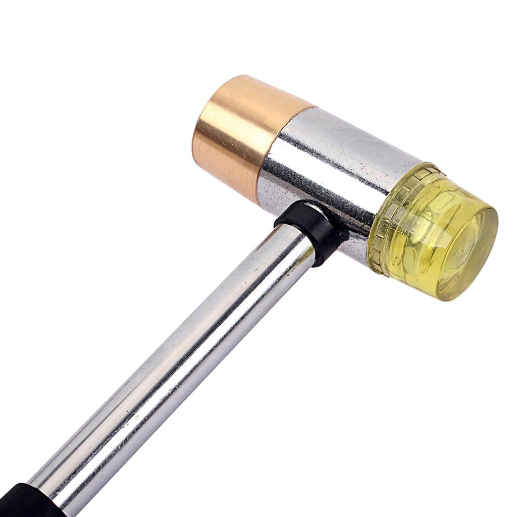 Vensio -Professional Brass Fret Hammer for Guitar Luthier Work, Double Head Fretting Tool with UHMW and Brass Heads and Solid Wood Handle, Yellow 10.4 Inch