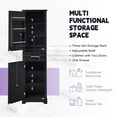 thumbnail image 5 of S-HOME Freestanding Black Bathroom Storage Cabinet Featuring Adjustable Shelves, Two Doors and Modern Handle Design for Easy Use, 5 of 18
