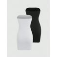 thumbnail image 2 of White Solid Strapless Bodycon Mini Dress For Women, 2 of 6