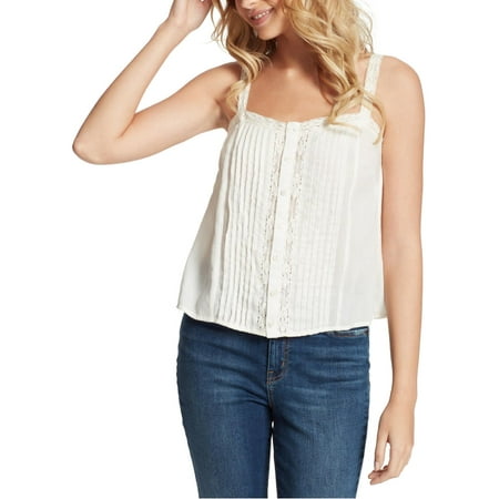 Jessica Simpson Womens Albi Lace Trim Shutter Pleat Cami