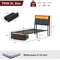 thumbnail image 4 of ARICOEASY Twin XL Bed Frames with Hidden Storage Headboard, LED Lights, USB Charging Station, Dustproof Storage Drawer, Black, 4 of 7