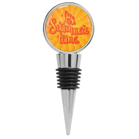 

It s Summer Time Text on an Orange and Yellow Background Wine Stopper