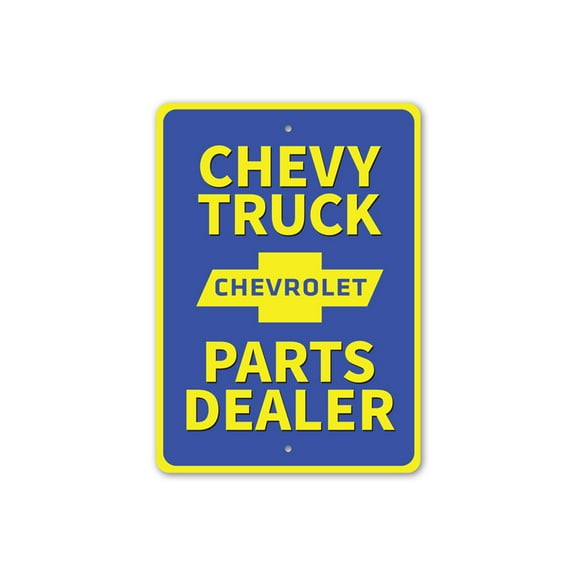 Chevy Truck Parts Dealer Sign, Chevy Garage Aluminum Metal Decor Sign - 4x18 inches