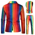 thumbnail image 2 of SHAR 3 Piece Men's Colorful Striped Suit One Button Tuxedo Blazer Jacket Pants Vest Set (Size L), 2 of 5