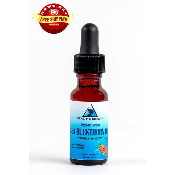 SEA BUCKTHORN OIL UNREFINED ORGANIC VIRGIN CO2 EXTRACTED PURE WITH GLASS DROPPER 0.5 OZ