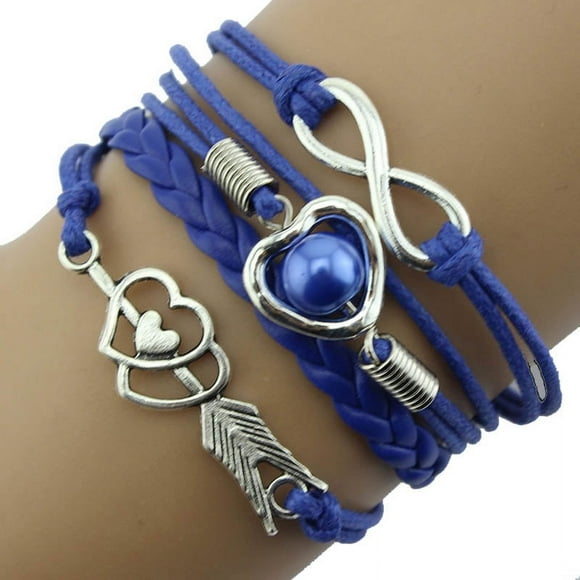 FcBaudy Bracelets for Women, Gifts for Women Heart Pearl Friendship Antique Leather Bracelet Women Bracelets