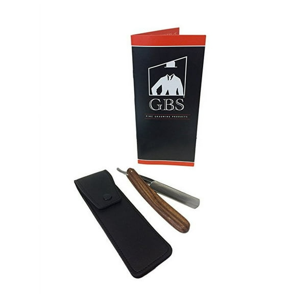 G.B.S Natural Wood Finish Scales 5/8" Straight Razor, Barber Approved Shaving Razor with Dark Wooden Handle and Stainless Steel Perfect for Beard Shaping, Enjoy the Vintage Shave