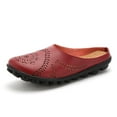 thumbnail image 2 of JeashCHAT Womens Shoes Solid Color Retro Hollow Out Carved Flower Slippers Slip On Summer Mules Closed Toe Slides Loafers, 2 of 4