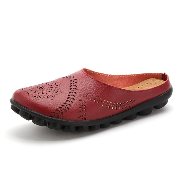 Zapatos de mujer Color sólido Retro ahuecado tallado tacón plano moda cómodas sandalias casuales zapatillas Wmkox8yii hj789