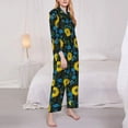 thumbnail image 3 of Fotbe Sunflowers And Blue Flower Conjunto de Pijama de Manga Larga para Mujer con Estampado, Ropa de Dormir de 2 Piezas, Conjunto de Casa Suave y Cómodo con Bolsillos-Large, 3 of 7
