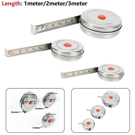 Retractable Stainless Steel Measuring Ruler Tape Measure Sewing Measuring Tool Metric Ruler Construction Wood Measurement Tools 1 Meter Fangkenuo