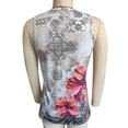 thumbnail image 1 of Chaleco Sin mangas con botón delantero y busto con recorte de verano estampado floral para mujer para uso diario, 1 of 3