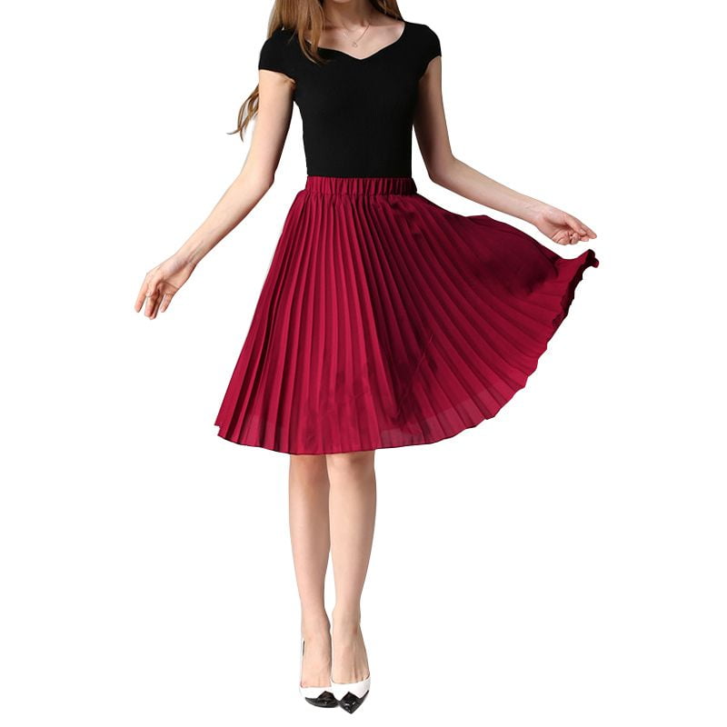 mid length pleated skirts walmart
