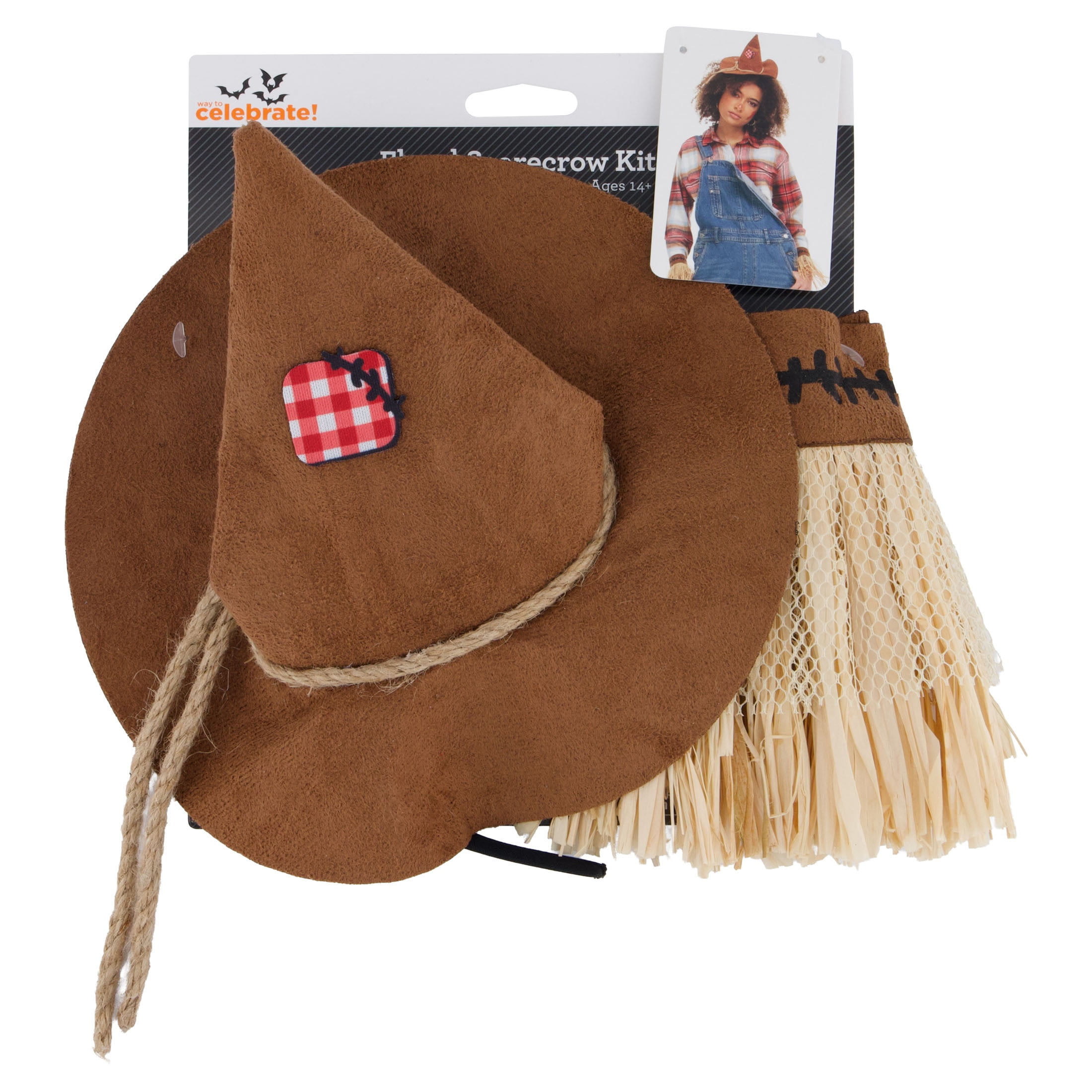 Scarecrow Costume Accessory Kit for Adults, Brown, 4 Pieces, Halloween by Way To Celebrate