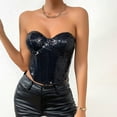 thumbnail image 4 of Mittory Women's Glitter Sequin Bustier Corset Top Back Zipper Strapless Tube Top Festival Outfits for Women and Girls, 4 of 7