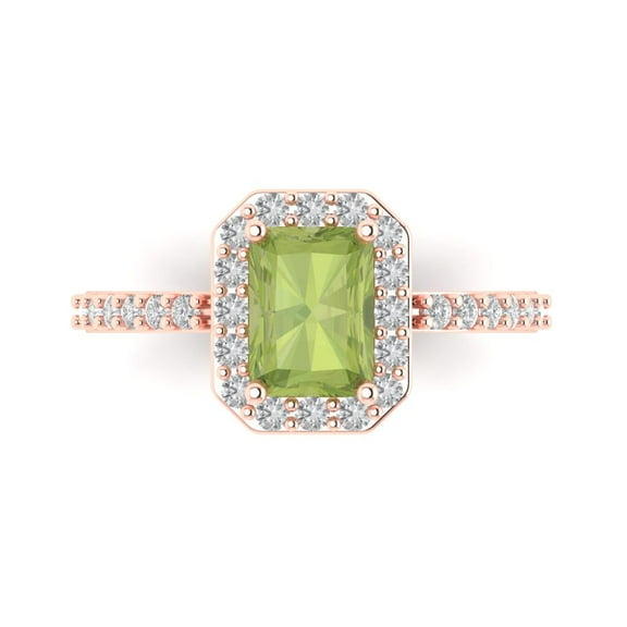 Solitaire with Accents Engagement Ring for Women - 1.92ct Natural Peridot in 18K Rose Gold Promise Ring
