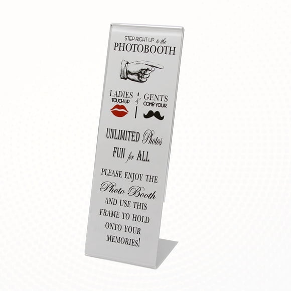 Photo Booth Nook - 100 pack - Acrylic Picture Frame - Slanted Prints & Signs Holder, Clear Angled Tabletop Pic Display Stand - Wide Back Flap, Stable Base - Perfect Wedding Favors - Vertical, 2x6"