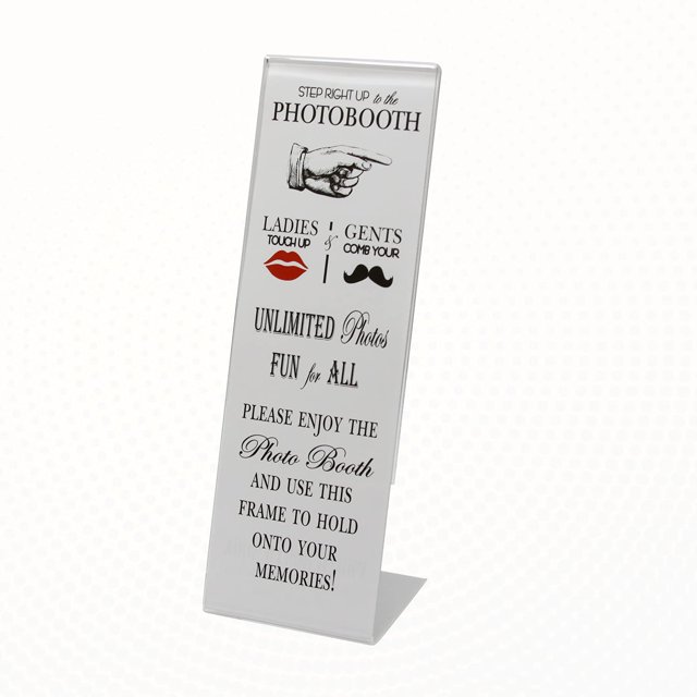 Photo Booth Nook - 100 pack - Acrylic Picture Frame - Slanted Prints & Signs Holder, Clear Angled Tabletop Pic Display Stand - Wide Back Flap, Stable Base - Perfect Wedding Favors - Vertical, 2x6"