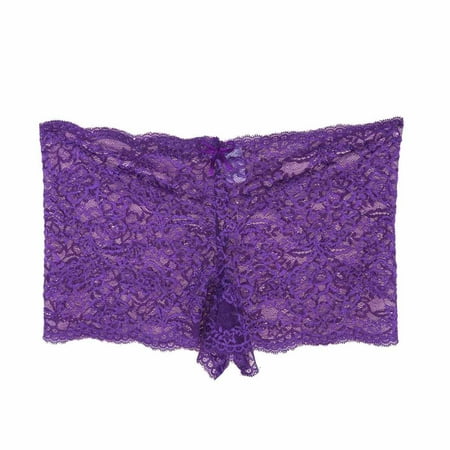 Herrnalise Sexy Women s Underwear Floral Lace Boyshort Panties High Waist Cheeky Panty Underwear for Women Purple-5XL