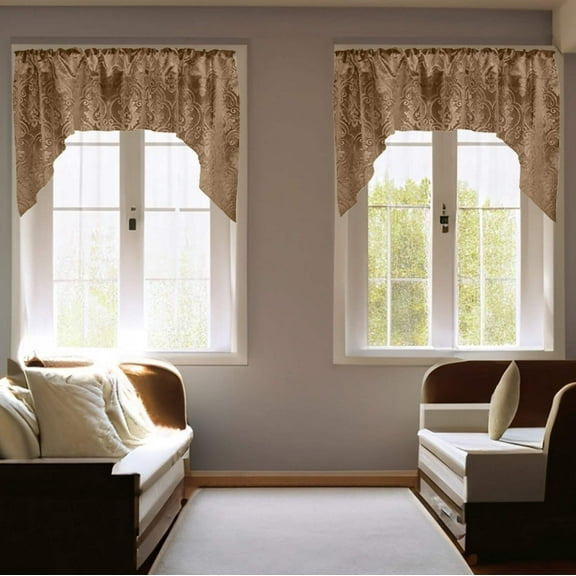 Velvet Embossed Victorian Damask Swag Window Valance 54" Wide / 36" Tall