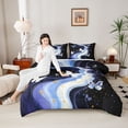 thumbnail image 4 of Homewish Dreamy Cartoon Butterfly Full Size Comforter Sets, Fashion Marble Abstract Bedding Comforter Set, Mystic Stars Galaxy Reversible Bedding Sets, Luxury Bedroom Decor, 3-Piece, 4 of 8