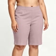 thumbnail image 5 of Zpzdpjkx Women's Plus Size Solid Bermuda Shorts with Pockets High Waist Stretch Knee‑Length Casual Yoga Hiking Shorts, 5 of 10