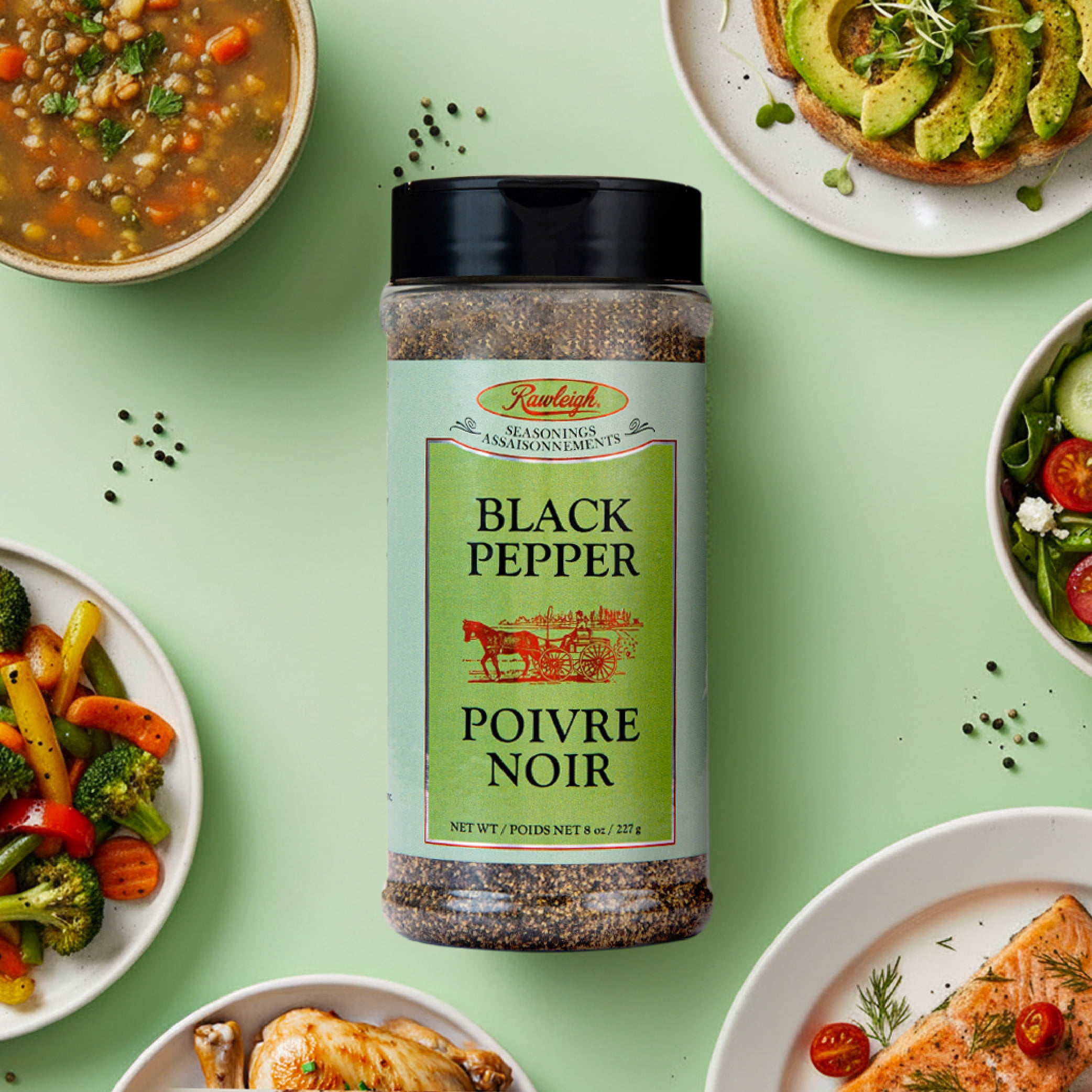 Rawleigh Granulated Black Pepper for Seasoning, 3 Bottles of 8 oz