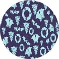 thumbnail image 1 of Ahgly Company Tapis d'Intérieur Rond Lavable en Machine Bleu Denim Transitionnel, 5 Pieds Rond, 1 of 7