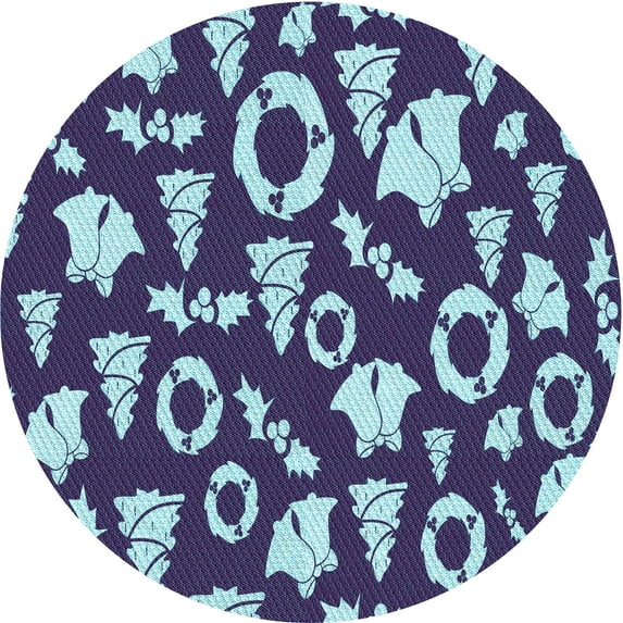 Ahgly Company Indoor Round Patterned Denim Blue Area Rugs, 5' Round