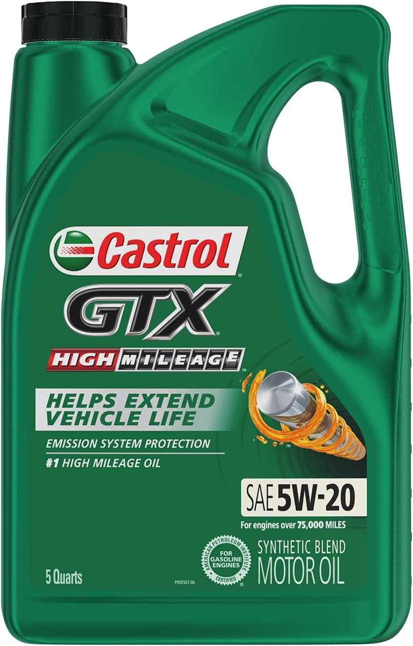 Castrol GTX High Mileage 5W-20 Synthetic Blend Motor Oil, 5 Quarts, Case of 3