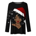 thumbnail image 5 of HOMBOM Black Tops for Women Fall Casual Crewneck Merry Christmas Long Sleeve Plus Size Ladies Blouse Christmas, 5 of 5