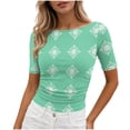 thumbnail image 2 of Aimik Casual Tee For Women Summer Fashion Print Crew Neck Short Sleeve T Shirt Comfort Slim Womens Tops, 2 of 6