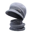 thumbnail image 2 of Only Moment Gray Women Beanie Warm Winter Hats acrylic Winter Knitted Caps Soft Warm Ski Hat Unisex Plush Hat + Scarf Two Piece Set One Size, 2 of 6
