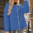 thumbnail image 4 of UYISJ Women's Winter Casual Quilted Jackets Long Sleeve Button Down Puffer Jacket Padded Loose Fit Outerwear Coats with Pockets Blue M, 4 of 9