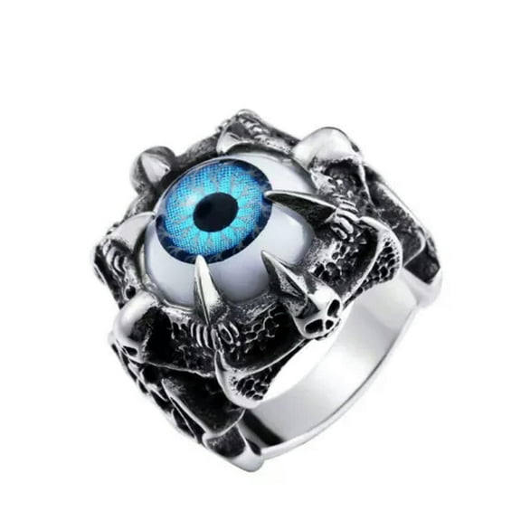 GKNET Skeleton Head Demon Eye Stainless Steel Ring Size 7-15