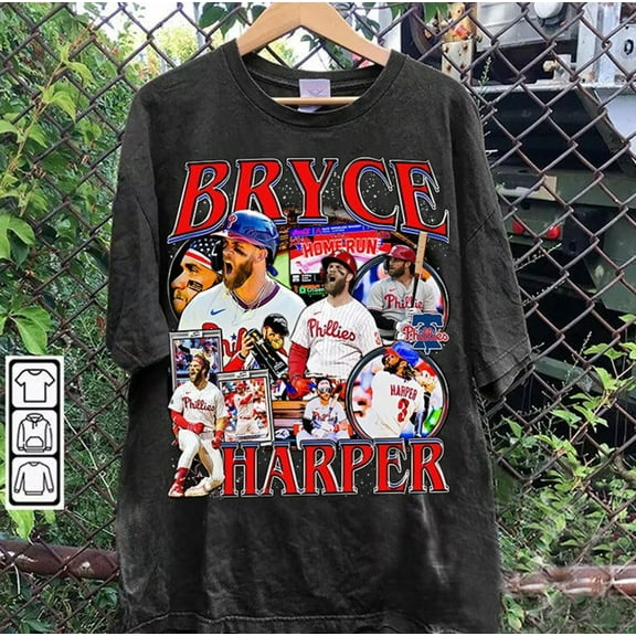 Vintage 90s Graphic Style Bryce Harper T-Shirt - Retro American Baseball Tee For Man and Woman Unisex Shirt