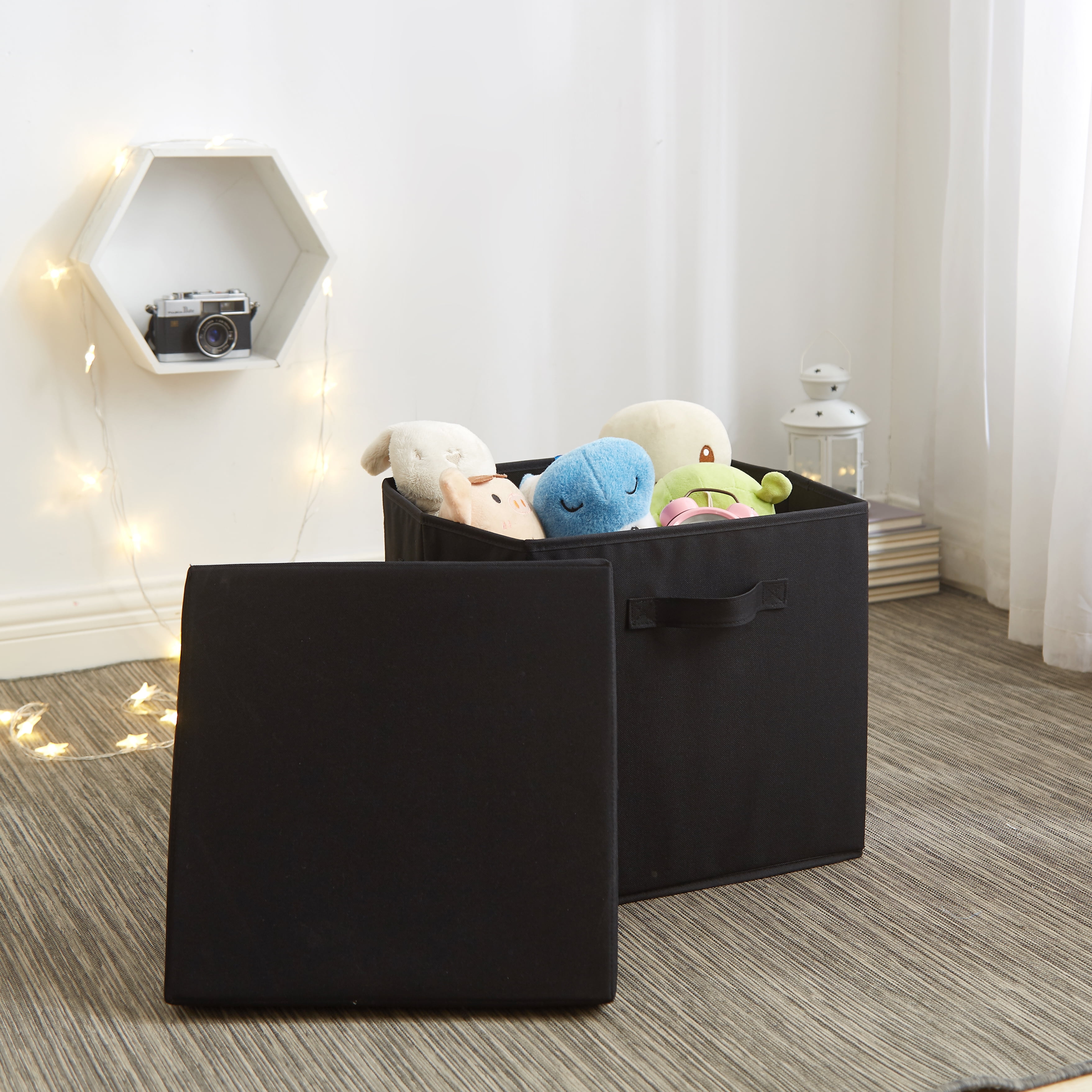 Urban Shop Collegiate Storage Bins with Lid (Set of 2), Black