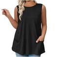 thumbnail image 2 of Tdoqot Womens Tank Tops with Pockets- Crewneck Loose Fit Sleeveless Summer Soft Casual Cotton Shirts Black Size 4XL, 2 of 6
