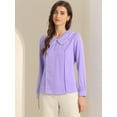 thumbnail image 2 of DARING DIVA Women's Peter Pan Collar Button Chiffon Blouse M Light Purple, 2 of 6