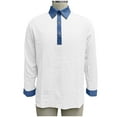 thumbnail image 6 of DAFPZW Long Sleeve Casual Denim Shirt for Men Cotton Linen Patchwork Collared Button-Down Top Unique Distressed Shirts, 6 of 6