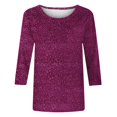 thumbnail image 5 of Elvqul Womens T-Shirts Crew Neck Fashion Wine Graphic Tops 3/4 Sleeve Pullover Ladies T-Shirts, 5 of 5