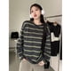 thumbnail image 4 of Sudadera a rayas para mujer, Jersey fino, camiseta Harajuku, jerséis de moda coreana, Tops de manga larga a juego para parejas, 4 of 4