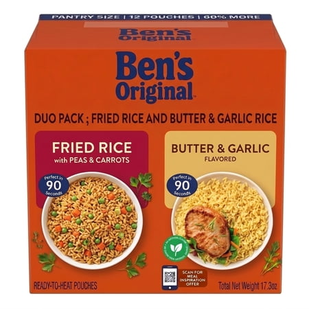 Ben s Original Ready Rice Butter & Garlic Flavored Rice And Ben s Original Ready Rice Fried Rice - Combo Pack Total Net Wt. 17.3 oz