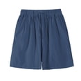 thumbnail image 4 of BiZtdJrK on Sale Clearance, Mens Lightweight Cotton Linen Shorts Summer Casual Drawstring Elastic Waist Beach Shorts Solid Color Straight Leg Short Pants Blue L, 4 of 7