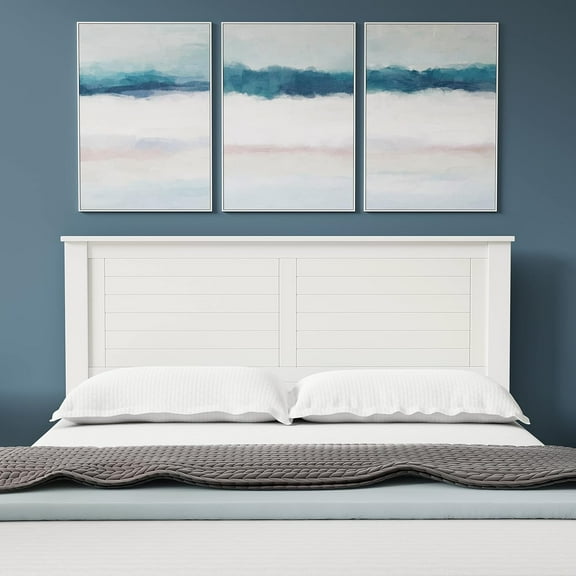 Glenwillow Home Campagne Wood Panel Headboard in White - Queen Size