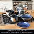 thumbnail image 6 of Granitestone Pro Stainless-Steel Pots & Pans Set Nonstick, Tri-Ply Base, 10 Piece Blue Nonstick Cookware Set includes Frying Pans, Stock Pots & Skillets, Dishwasher & Induction Safe, 6 of 10