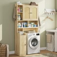 thumbnail image 4 of Over The Toilet Storage Cabinet with 3 Doors, Farmhouse Space Saver for Bathroom Organizer with Paper Holder, 10 Shelves and Hooks, 7-Tier Over Washing Machine Cabinet for Laundry, Bathroom, Natural, 4 of 9