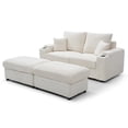 thumbnail image 4 of Corduroy Loveseat with Storage Ottomans & Oversized Chaise Lounge with Cup Holders, Comfy Deep Plush Cloud Couch Modular Sofa Set for Small Spaces, Living Room Bedroom Home Office Beige, 4 of 6