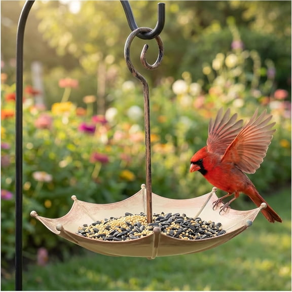 Mini Umbrella Bird Feeder — Whimsical Garden Charm, Hanging Outdoor Decorative Bird Feeder with Hook, Easy Refill and Clean, for Garden Balcony Patio Yard Wild Bird Feeder Decor