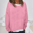 thumbnail image 2 of UJNDER Women's Crewneck Sweatshirt Solid Color DIY Pullover Long Sleeve Casual Loose Pink M, 2 of 9